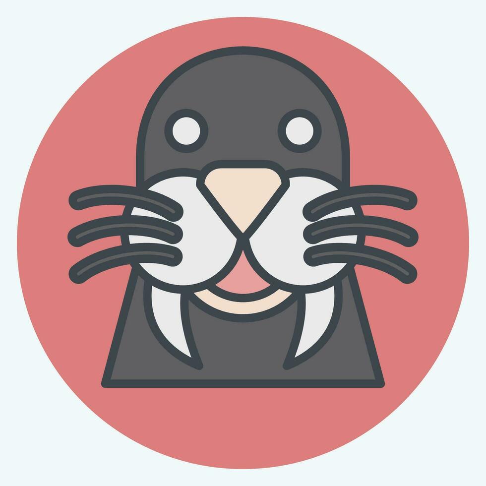 Icon Walrus. related to Animal symbol. color mate style. simple design editable. simple illustration vector