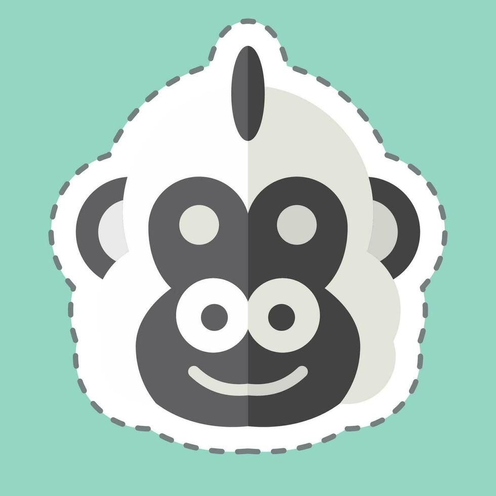 pegatina línea cortar gorila. relacionado a animal símbolo. sencillo diseño editable. sencillo ilustración vector