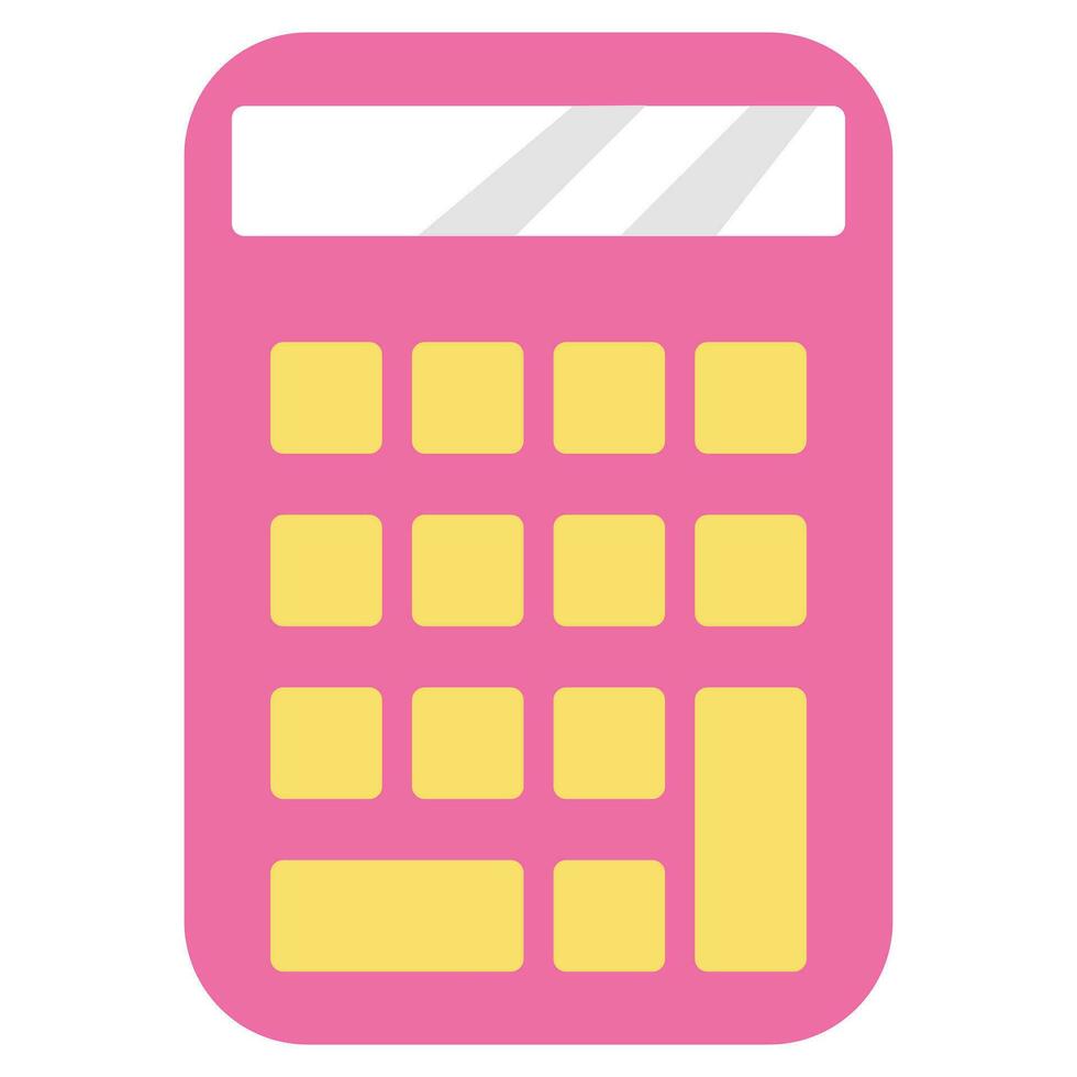 Pink calculator icon. Vector flat illustration