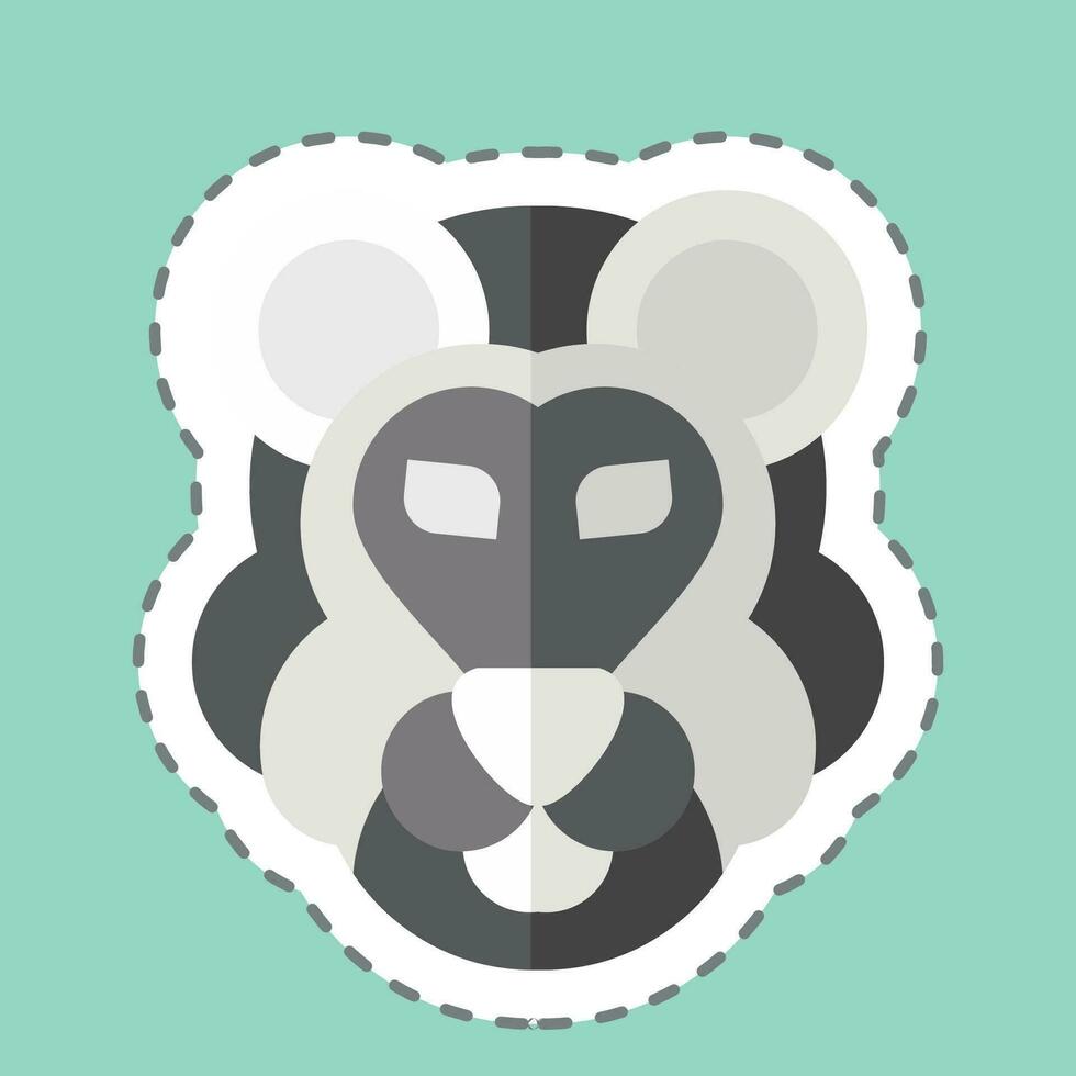 Sticker line cut Lion. related to Animal symbol. simple design editable. simple illustration vector