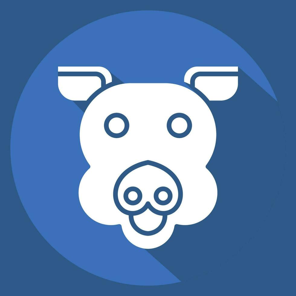 Icon Pig. related to Animal symbol. long shadow style. simple design editable. simple illustration vector