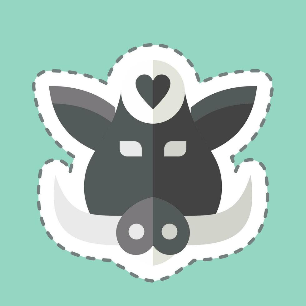 Sticker line cut Boar. related to Animal symbol. simple design editable. simple illustration vector