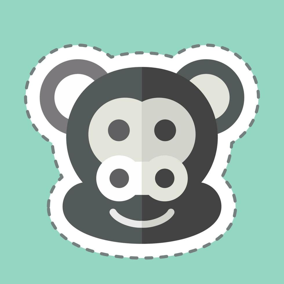 Sticker line cut Monkey. related to Animal symbol. simple design editable. simple illustration vector