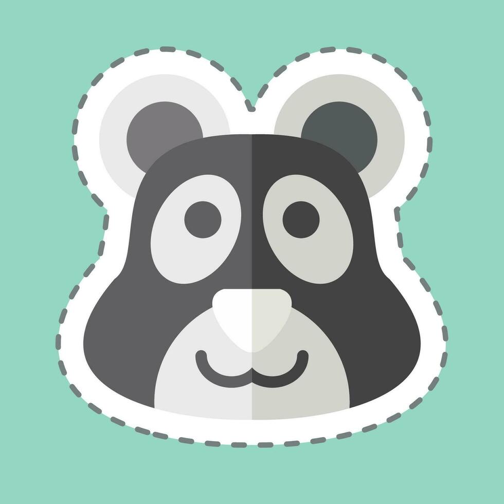 Sticker line cut Panda. related to Animal symbol. simple design editable. simple illustration vector