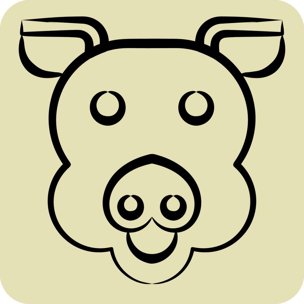Icon Pig. related to Animal symbol. hand drawn style. simple design editable. simple illustration vector