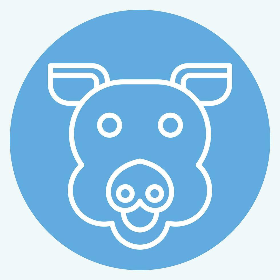 Icon Pig. related to Animal symbol. blue eyes style. simple design editable. simple illustration vector