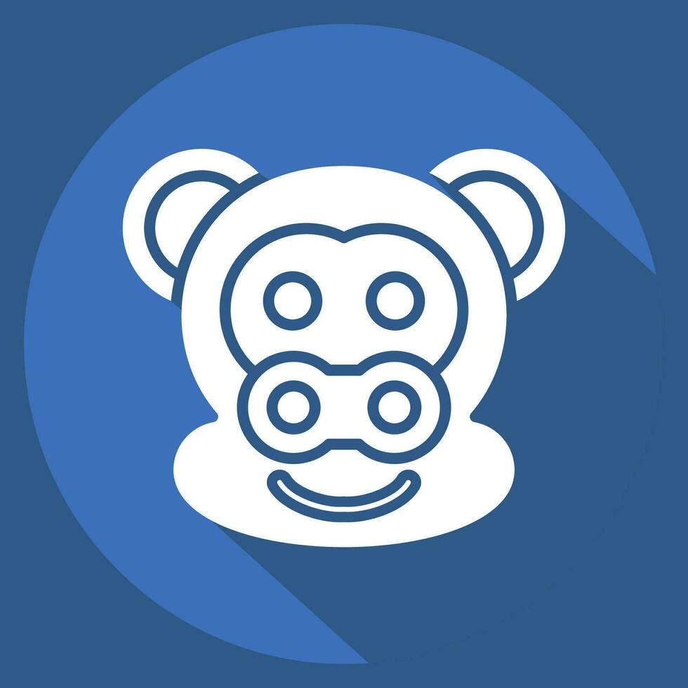 Icon Monkey. related to Animal symbol. long shadow style. simple design editable. simple illustration vector
