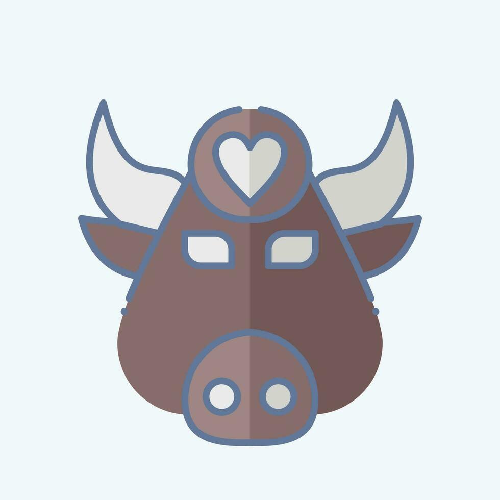 Icon Buffalo. related to Animal symbol. doodle style. simple design editable. simple illustration vector