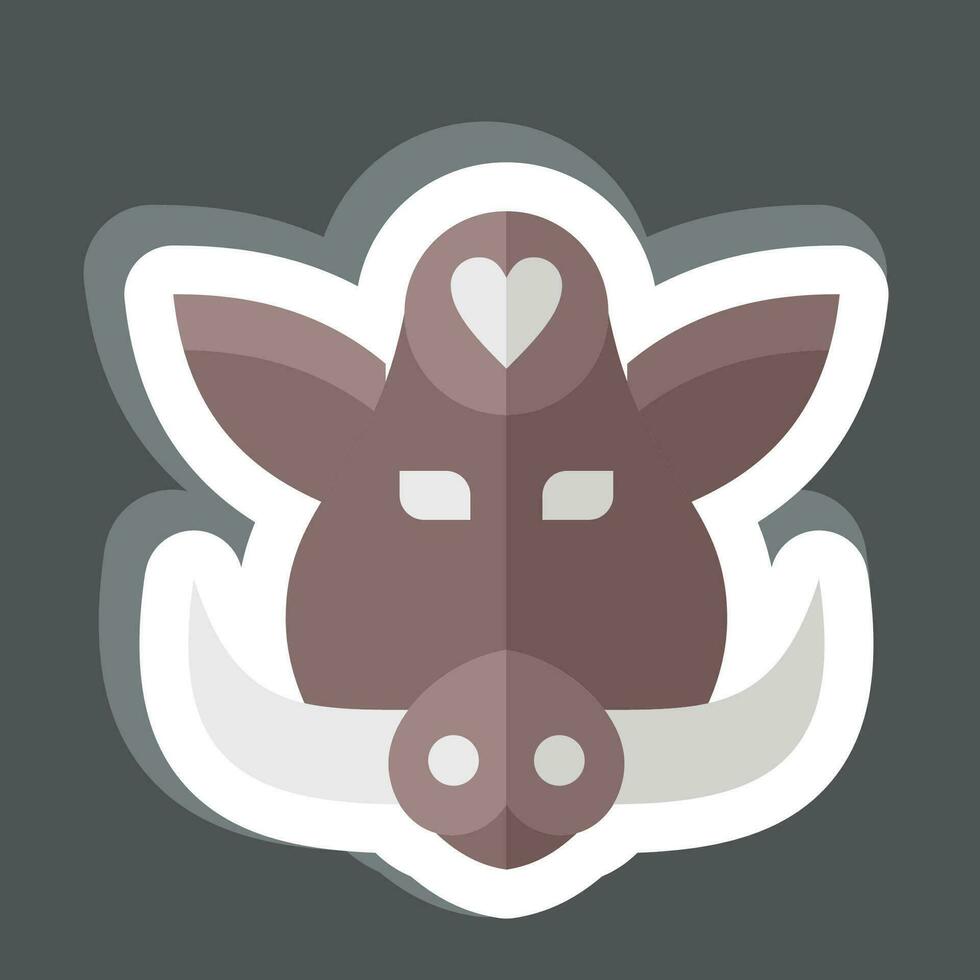 Sticker Boar. related to Animal symbol. simple design editable. simple illustration vector