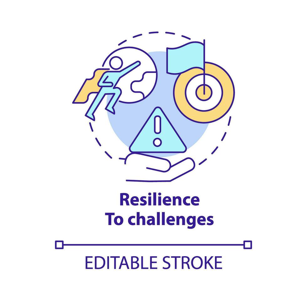 Resilience to challenges concept icon. Goal achievement. Organizational change. Growth mindset. Crisis management abstract idea thin line illustration. Isolated outline drawing. Editable stroke vector