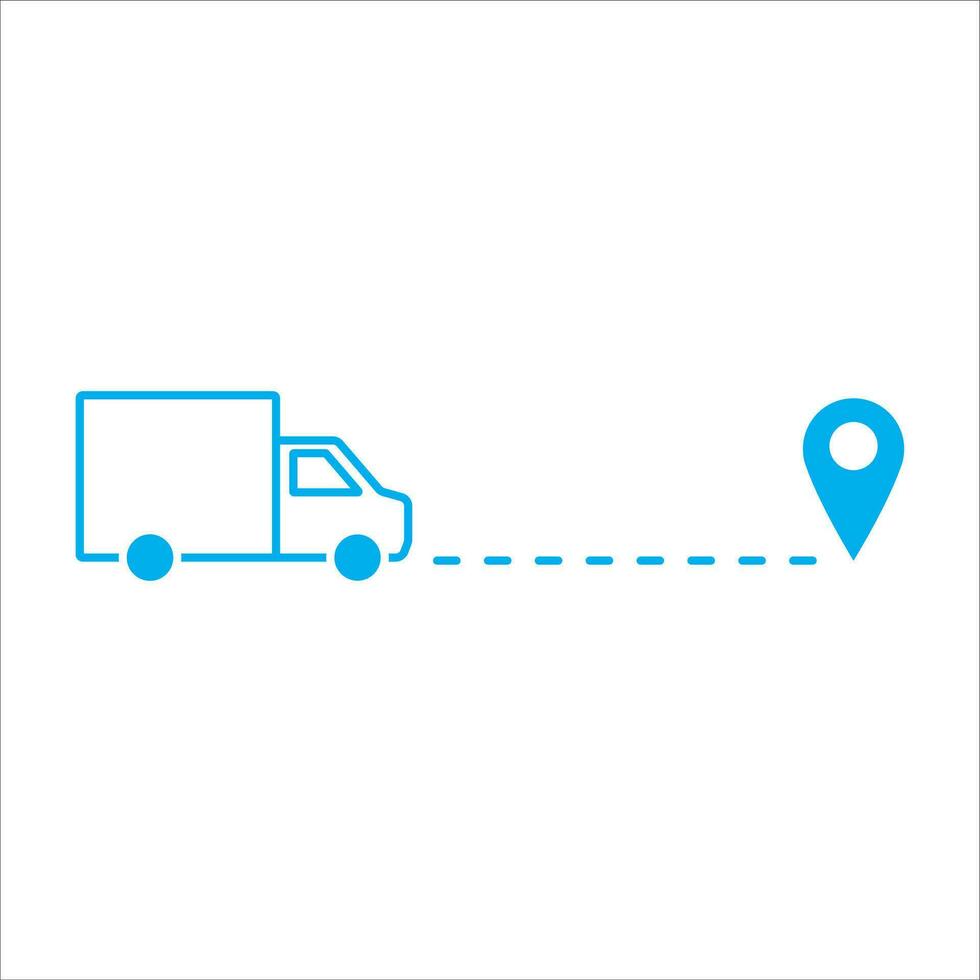 delivery, truck moving to a point on the map icon vector