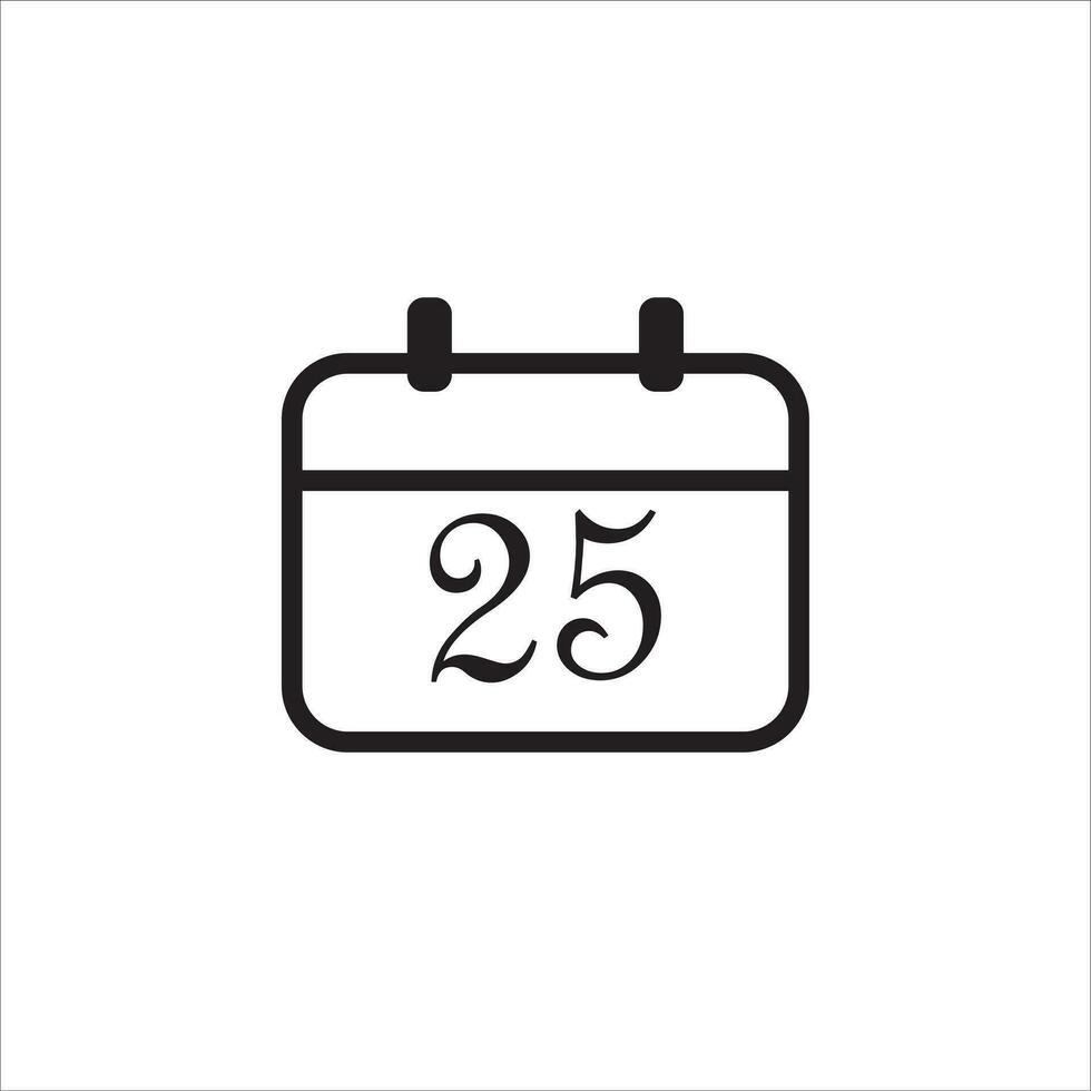 calendar with number 25 icon vector illustration symbol