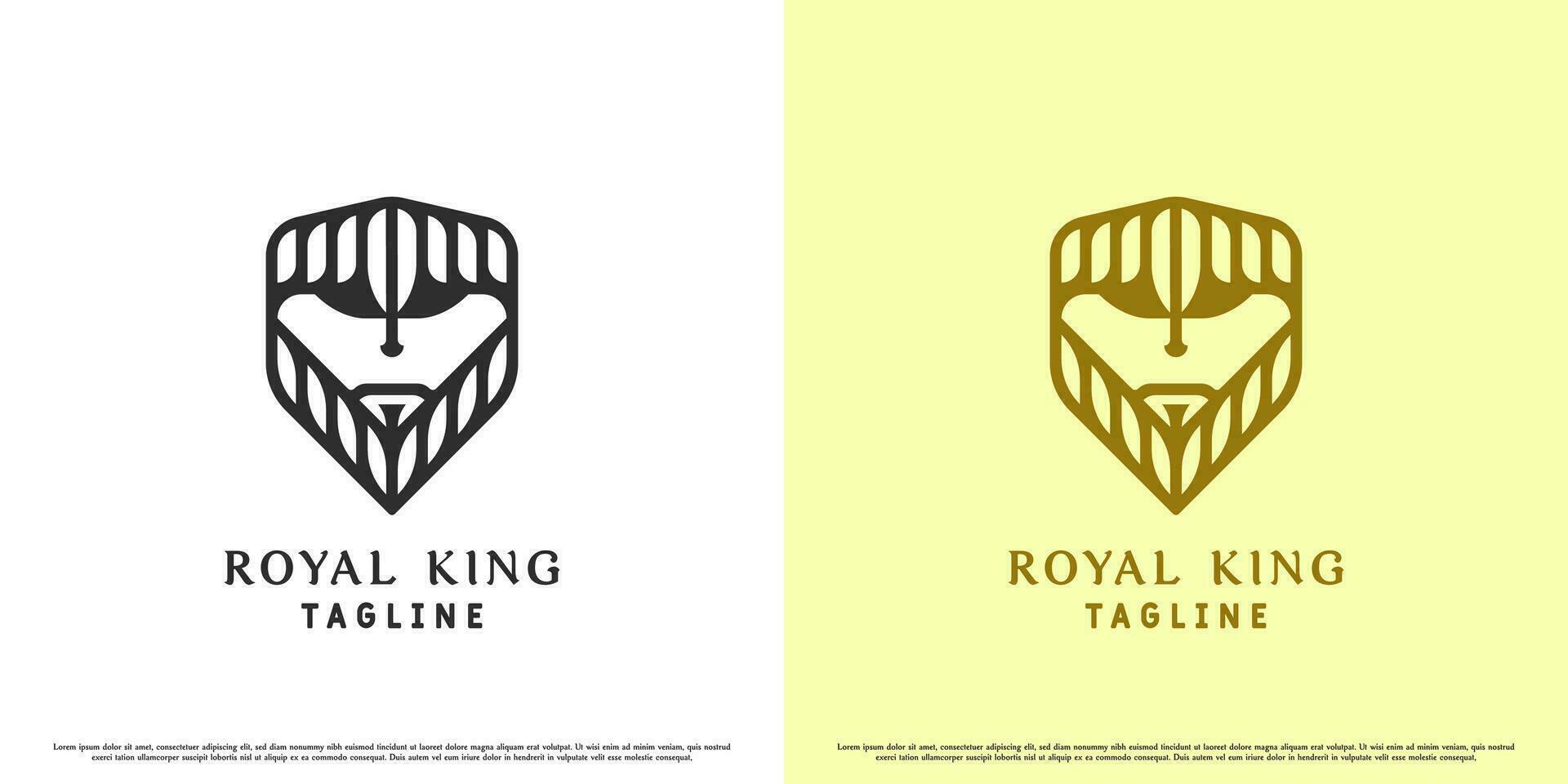 King face logo design illustration. Simple flat creative abstract silhouette modern minimalist beard king face mascot people character concept. King zeus icon symbol neptune plato dashing valiant. vector