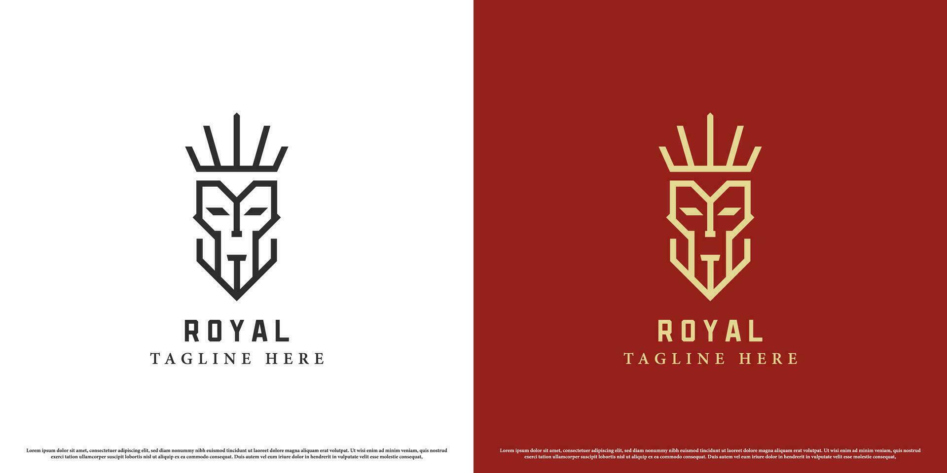 King face logo design illustration. Simple flat silhouette abstract mascot character creative minimalist line art face king zeus neptune rome greece royal kingdom spartan gladiator knight warrior. vector