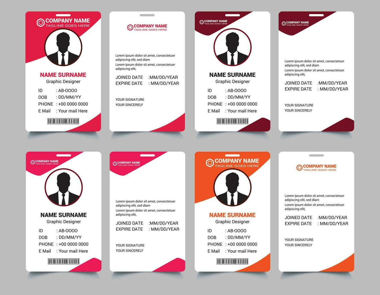 ID card design bundle, Simple business Id card design template, school and Employee ID Card Design Template, Unique, corporate, Abstract professional id card design templates for Employee and others, vector