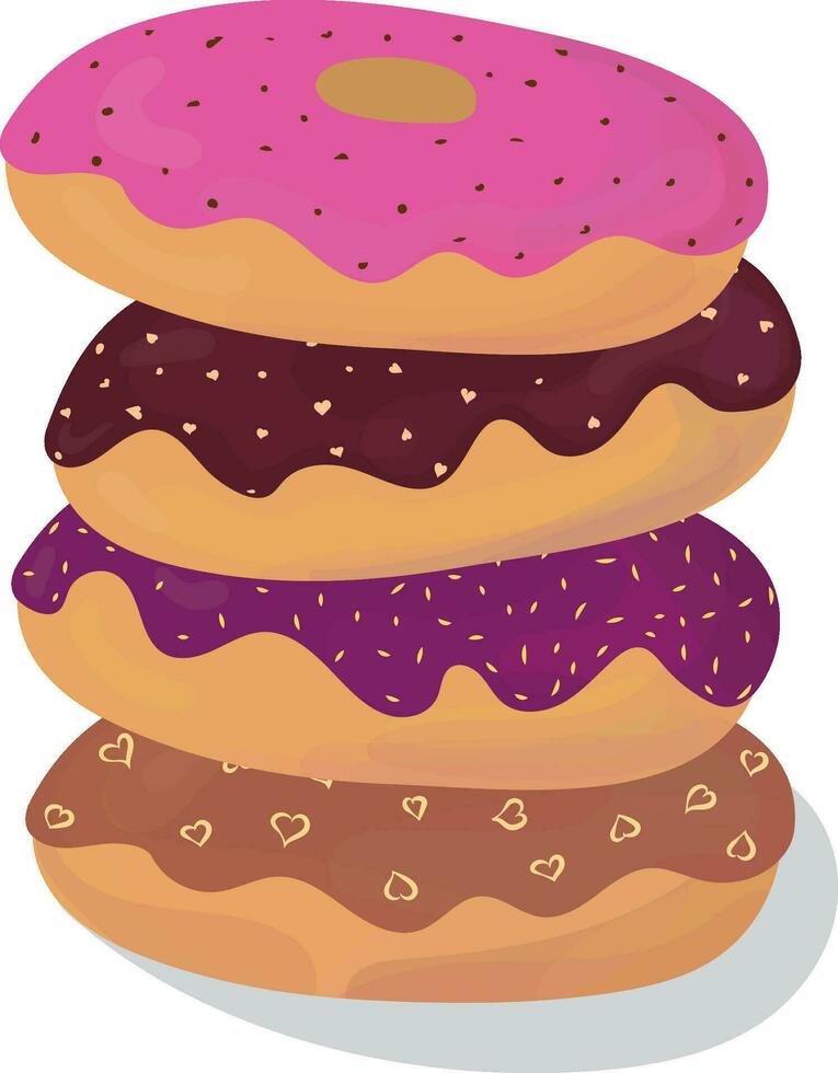 rosquillas con diferente rellenos alto calidad vector ilustración.