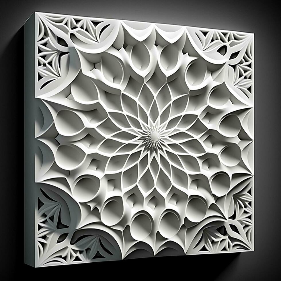 Abstract 3d white background, islamic pattern texture wallpaper ai image photo