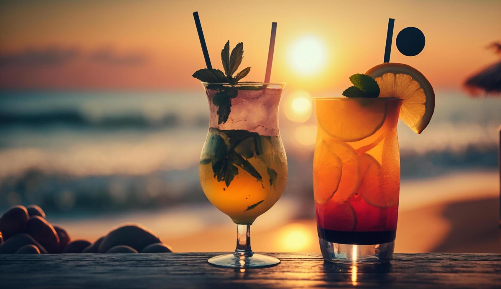 Fresh juice and smoothies with berries, fruits on dark background. photo