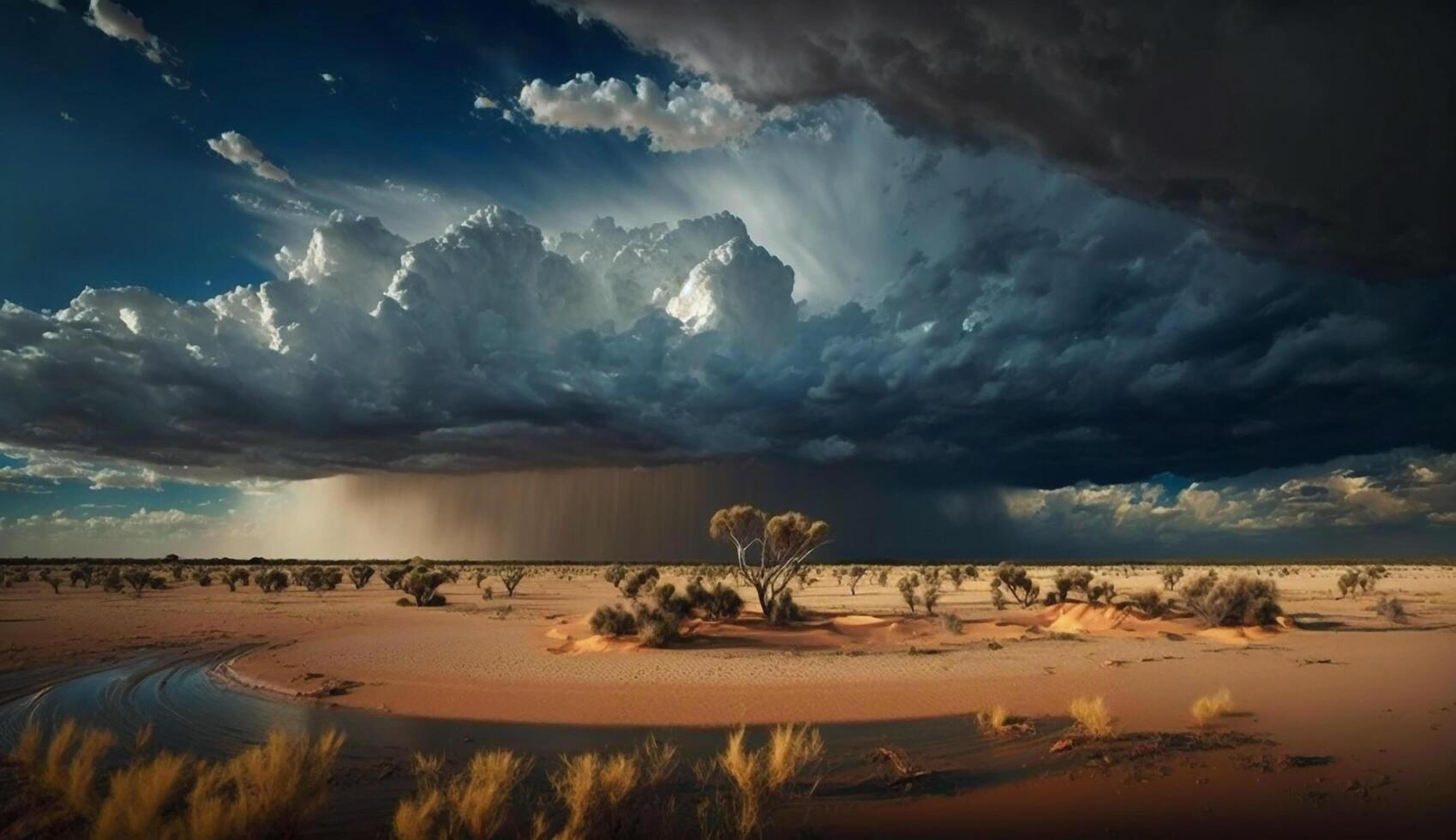 Realistic Beautiful landscape scene with Cloudy weather. photo