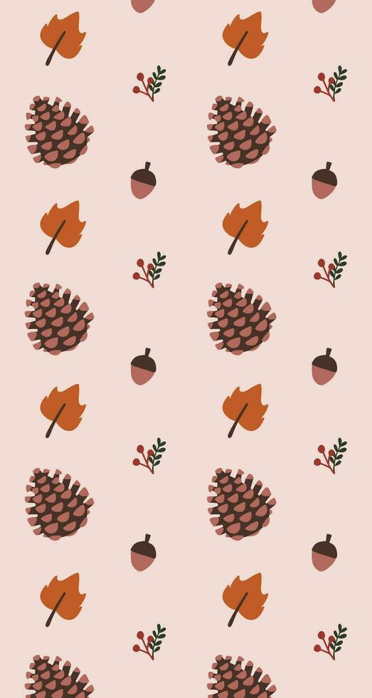 nursery autumn hand drawn vector illustration pattern. Fall season print texture. Minimal autumn decorative backdrop, wallpaper phone background