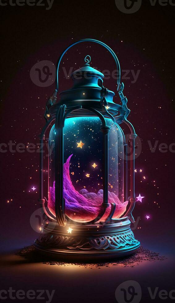 arabic lantern of ramadan celebration background. AI Generative photo