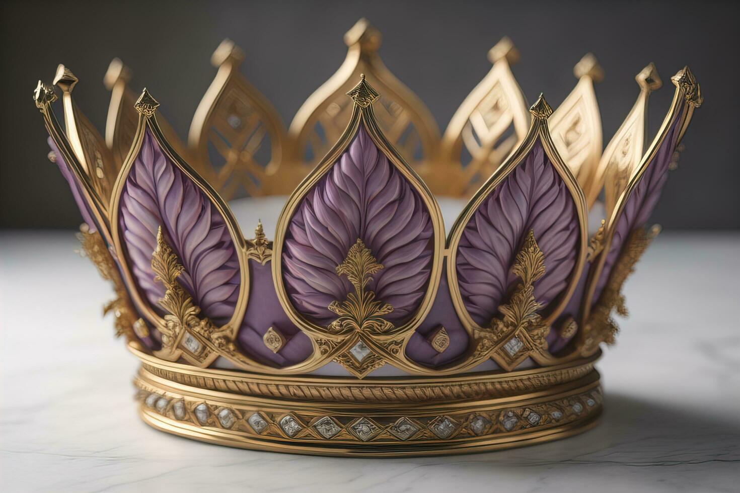 low key image of beautiful golden queen, king crown. ai generative photo