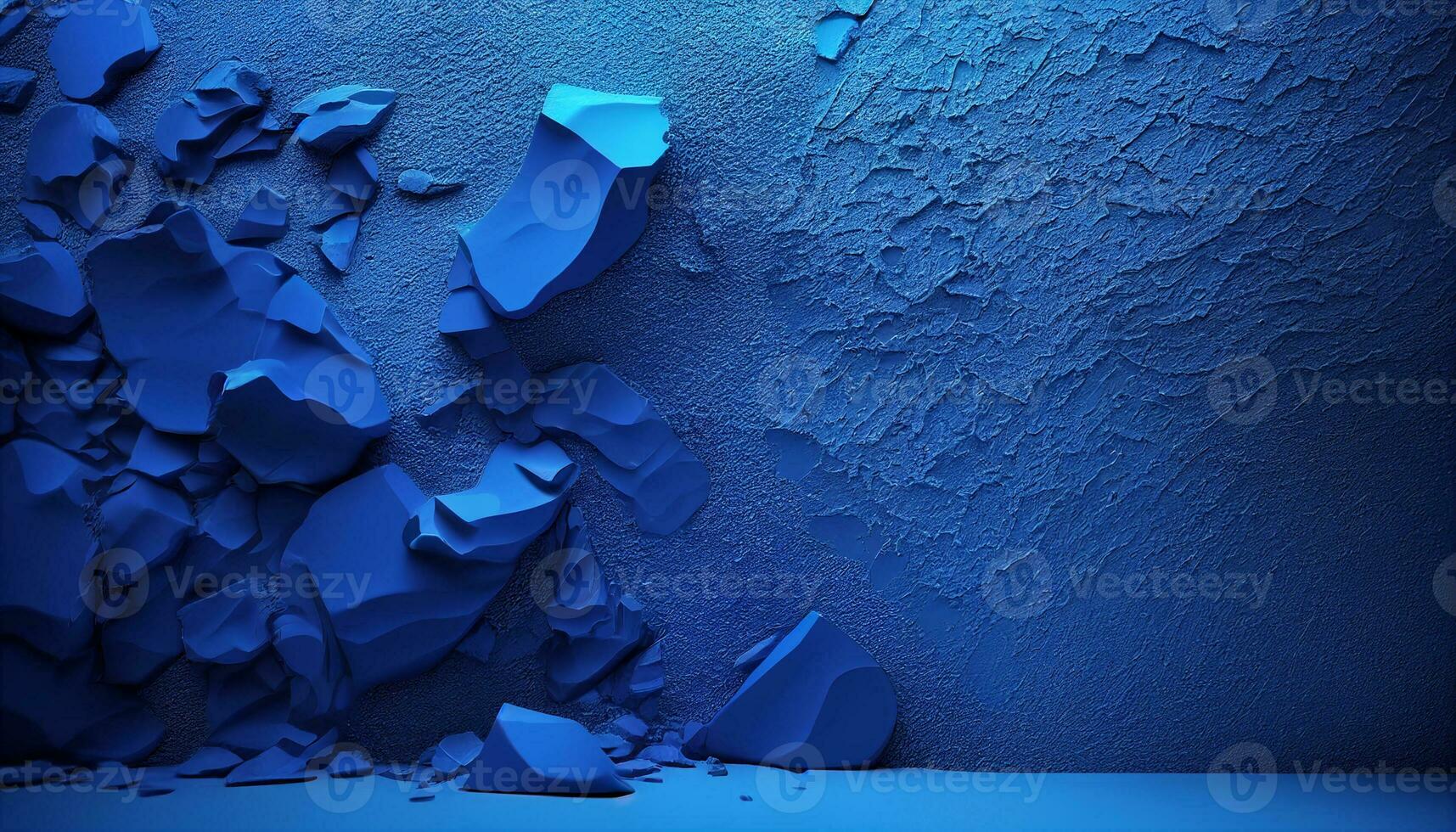 habitación con azul muro, antecedentes con un azul suave pared textura, generativo ai foto
