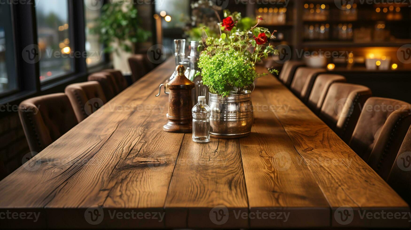 natural roble de madera mesa Bosquejo - frente ver de vacío blanco madera mesa, ideal para producto colocación con un borroso antecedentes. foto