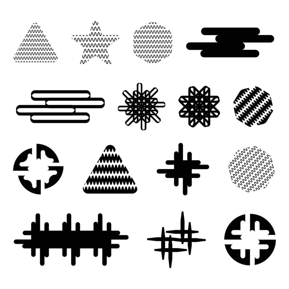 Set of black abstract modern shapes design. Abstract graphic design elements. Geometric shapes of different colors modern design styles. Template ready for use in vector