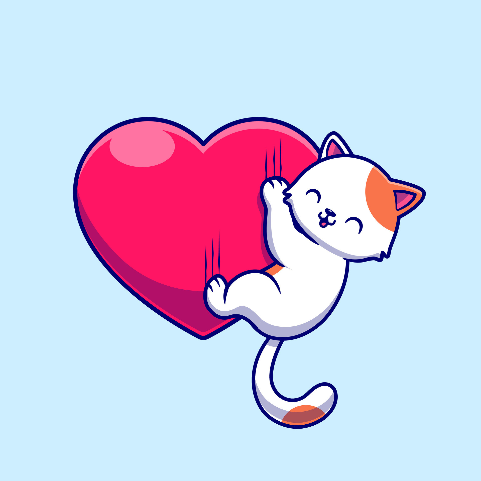 cat kitten hug love heart line art abstract mascot cartoon logo icon vector  illustration 25946273 Vector Art at Vecteezy