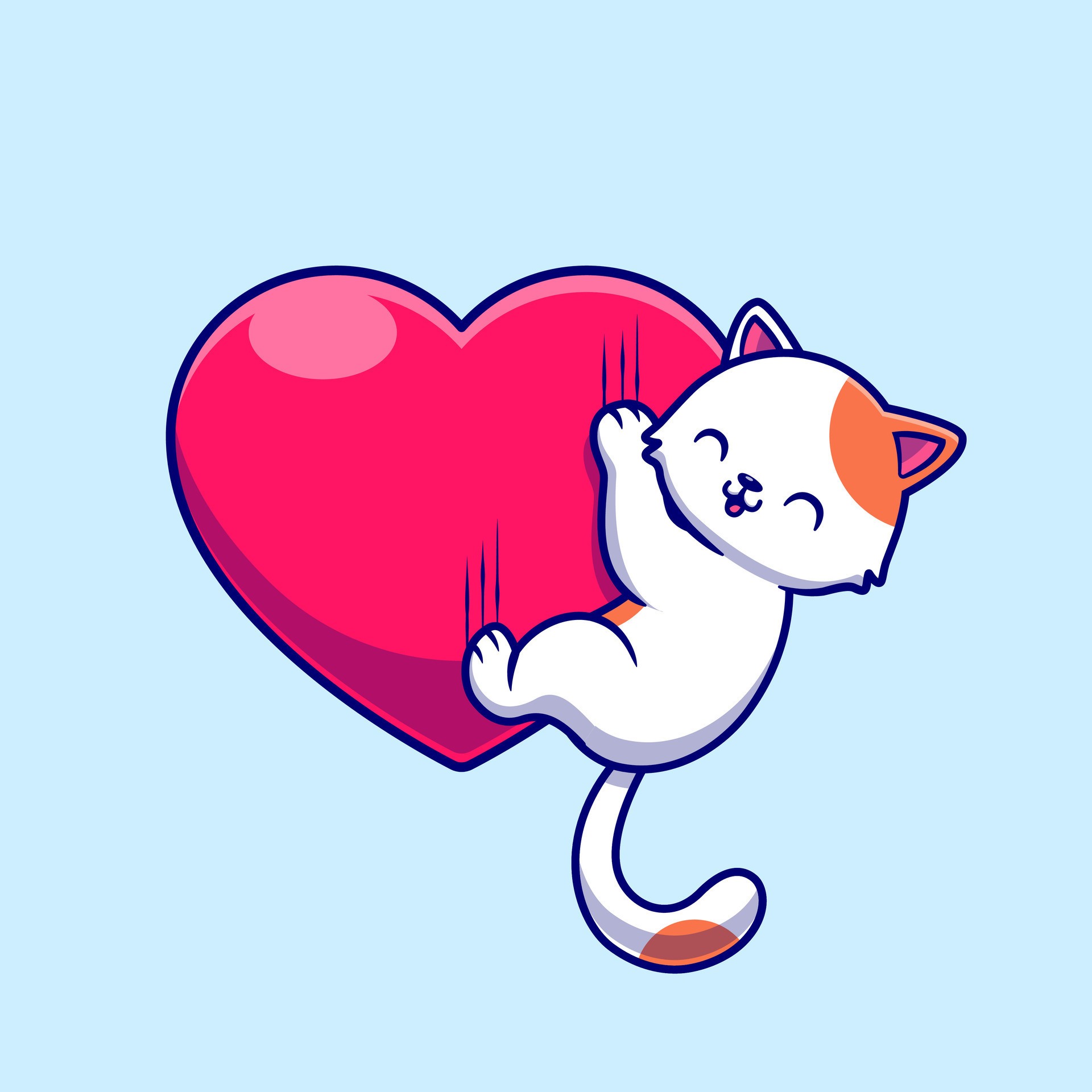 Cat love cute smile hug lover logo icon illustration on