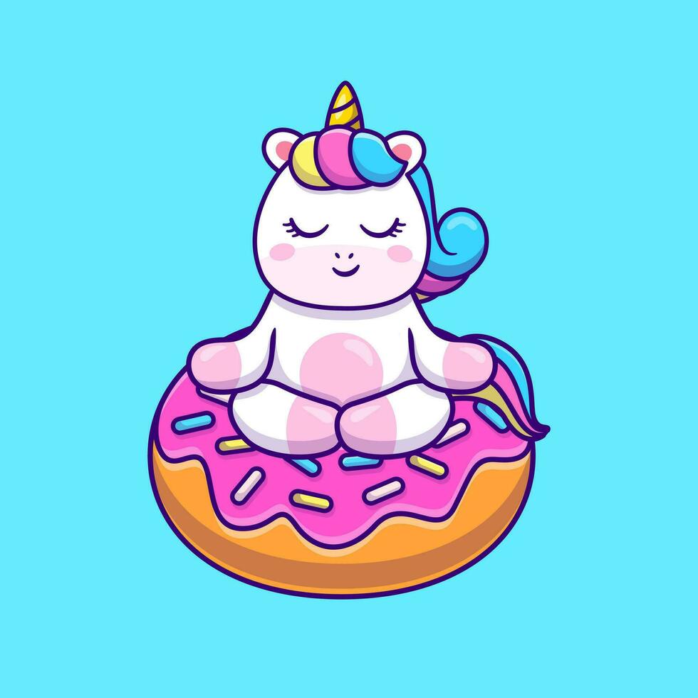 Cute Unicorn Doing Yoga On Doughnut Cartoon Vector Icon  Illustration. Animal Food Icon Concept Isolated Premium  Vector. Flat Cartoon Style