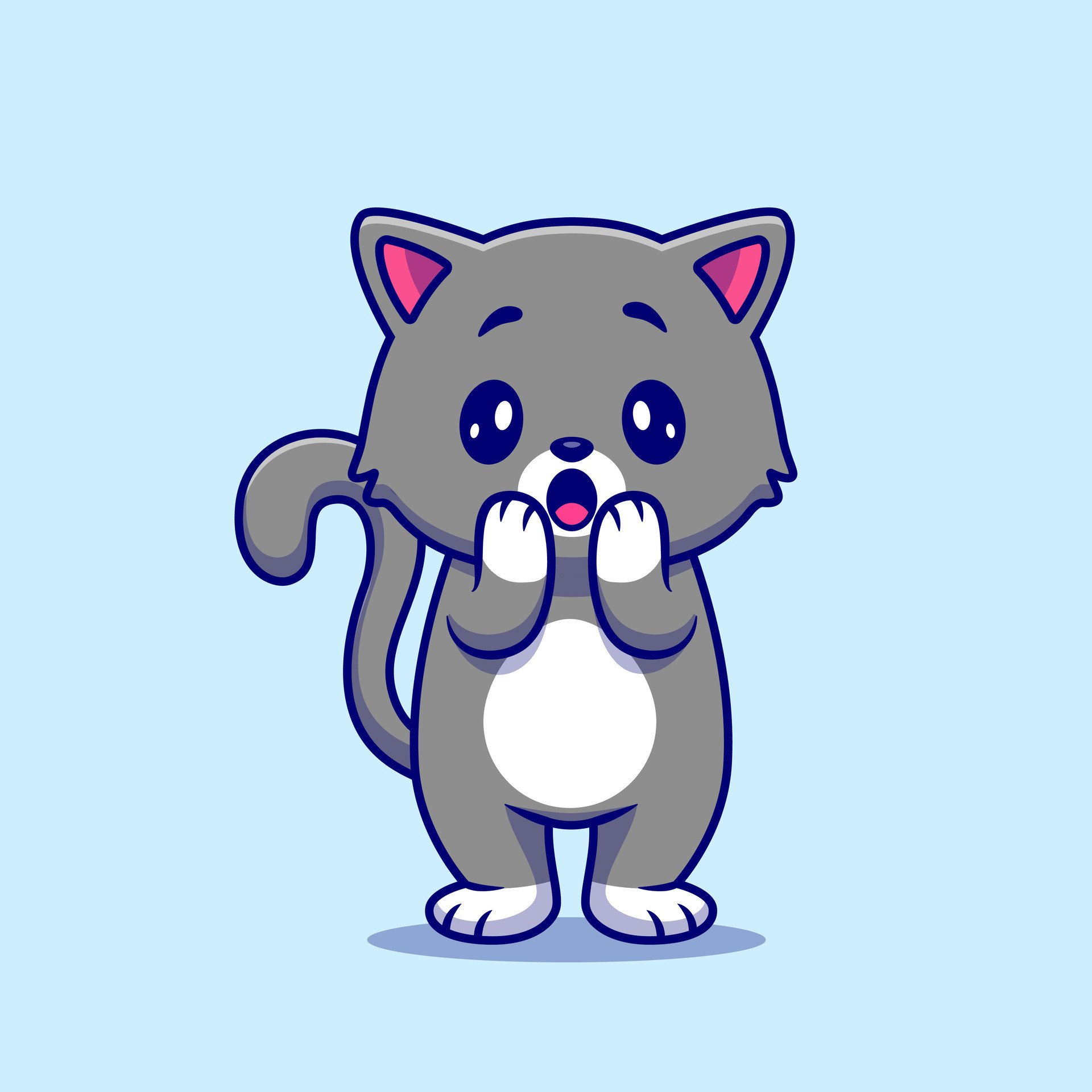 Cute Cat Shock Cartoon Vector Icon Illustration. Animal Nature Icon