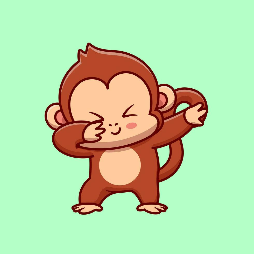 Cute Monkey Dabbing Cartoon Vector Icon Illustration.  Animal Nature Icon Concept Isolated Premium Vector. Flat  Cartoon Style