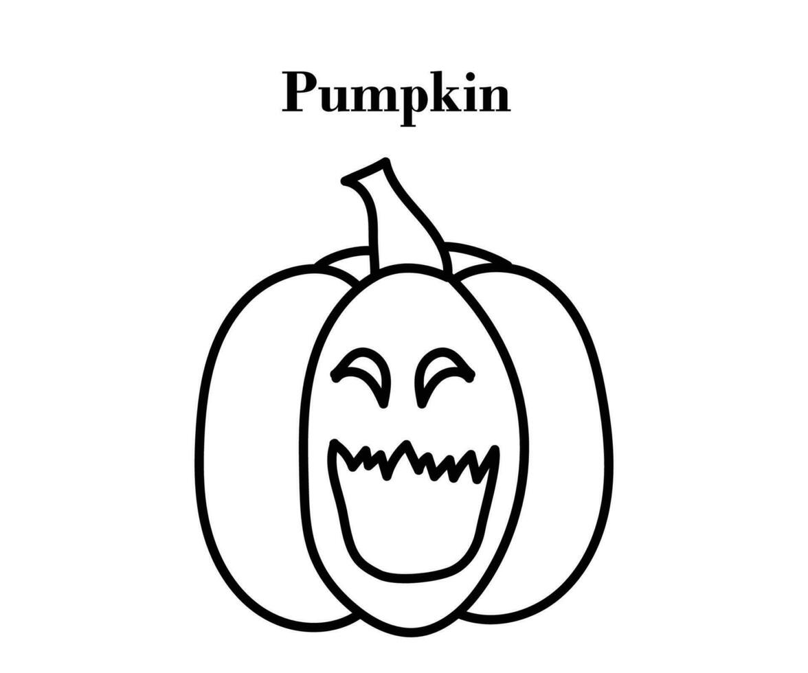 Pumpkin for Halloween or Thanksgiving line art design with vector illustrations