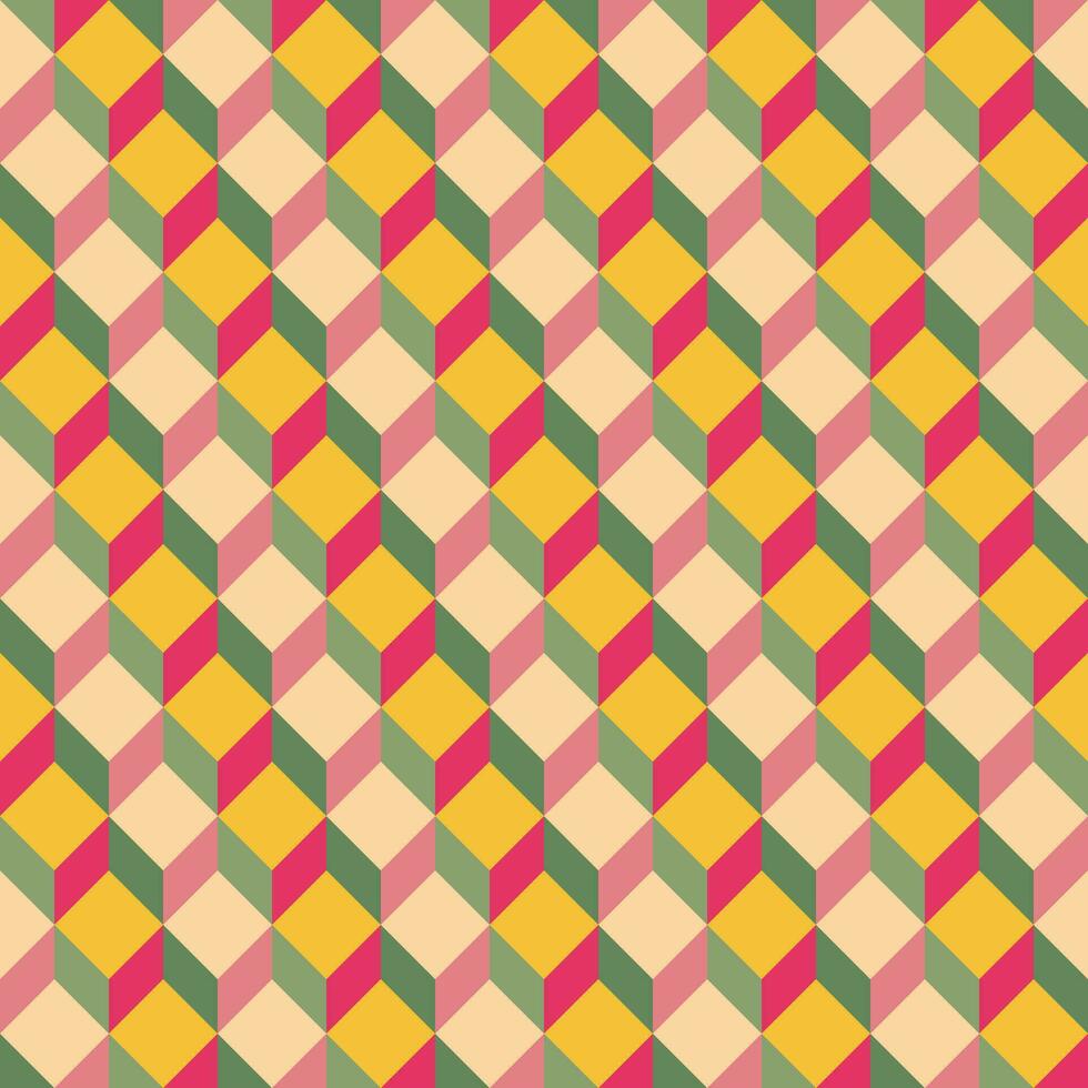 Retro abstract geometric vector seamless pattern. Colorful funky repeating pattern in 60s style. Perfect for wallpapers, backgrounds, textile, fabric.