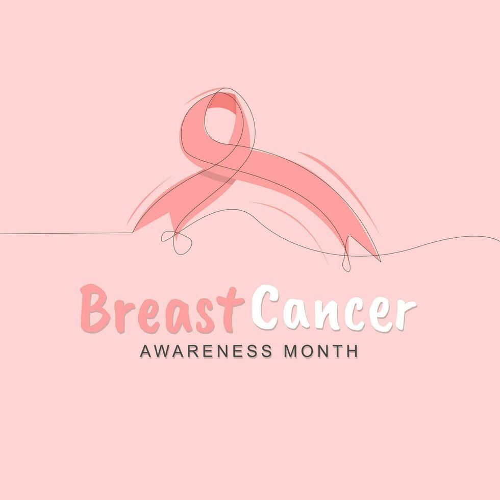 pecho cáncer conciencia mes es celebrado en octubre. saludo póster diseño con rosado cinta y hembra pecho forma marco. vector ilustración diseño