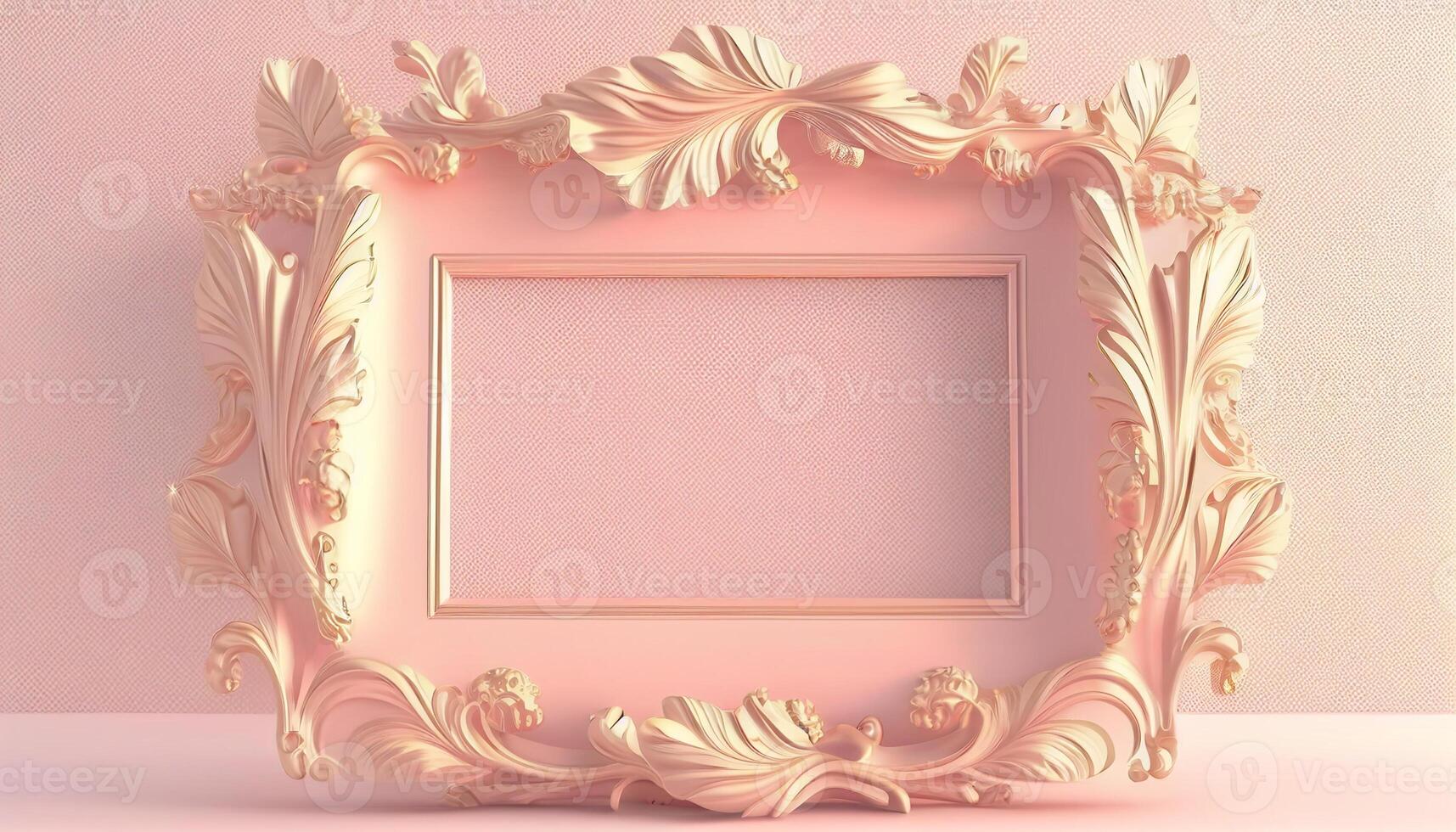 Exquisito elegancia abrazando lujo con un pastel rosado dorado marco, generativo ai foto