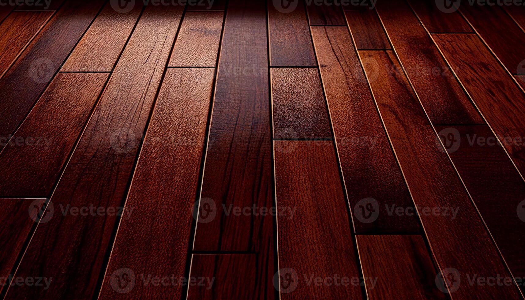 A wooden floor with a dark background and a light shining on it, Generative AI photo