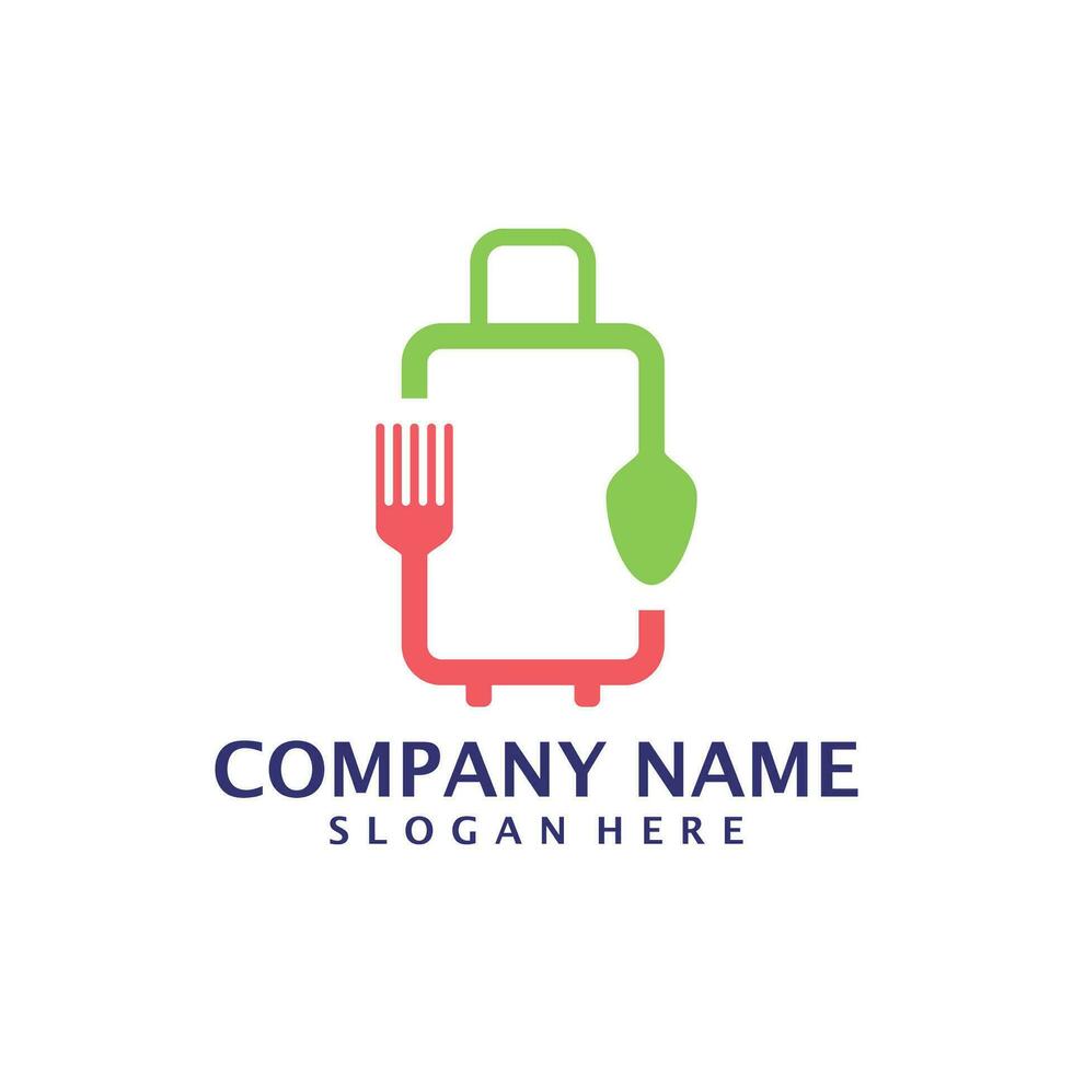 Food Suitcase logo design vector. Suitcase logo design template concept vector