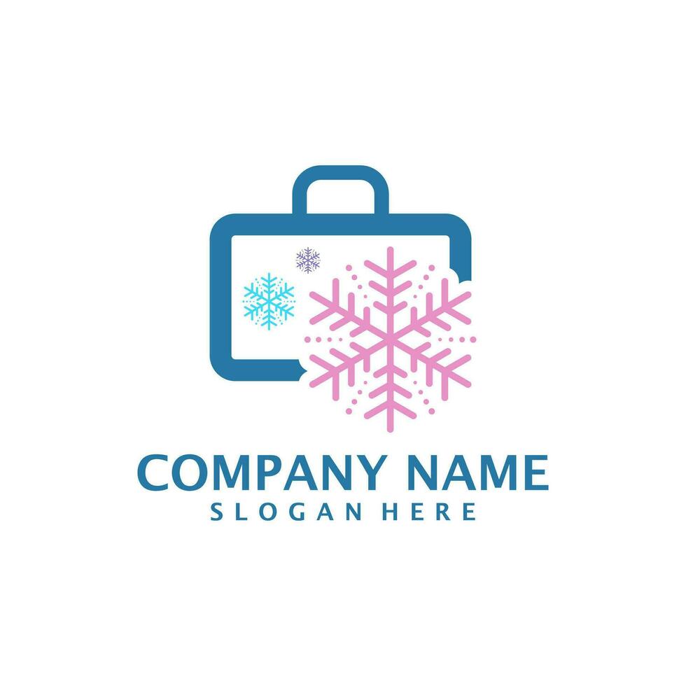 Winter Suitcase logo design vector. Suitcase logo design template concept vector