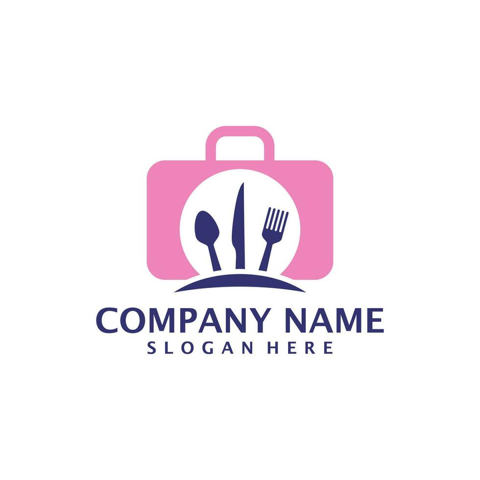Food Suitcase logo design vector. Suitcase logo design template concept vector