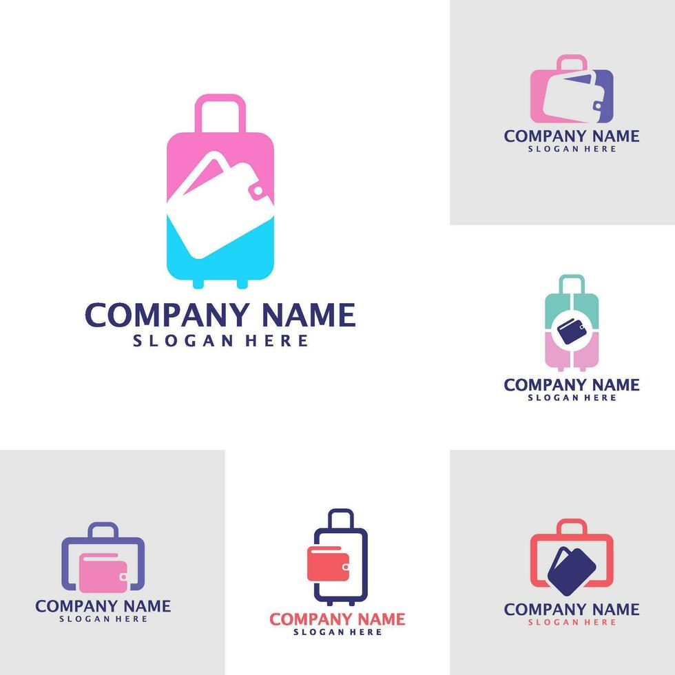 Set of Wallet with Suitcase logo design concept vector. Suitcase logo design template vector