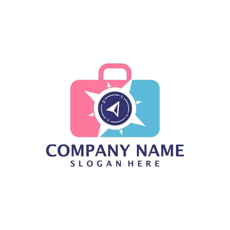 Compass Suitcase logo design vector. Suitcase logo design template concept vector