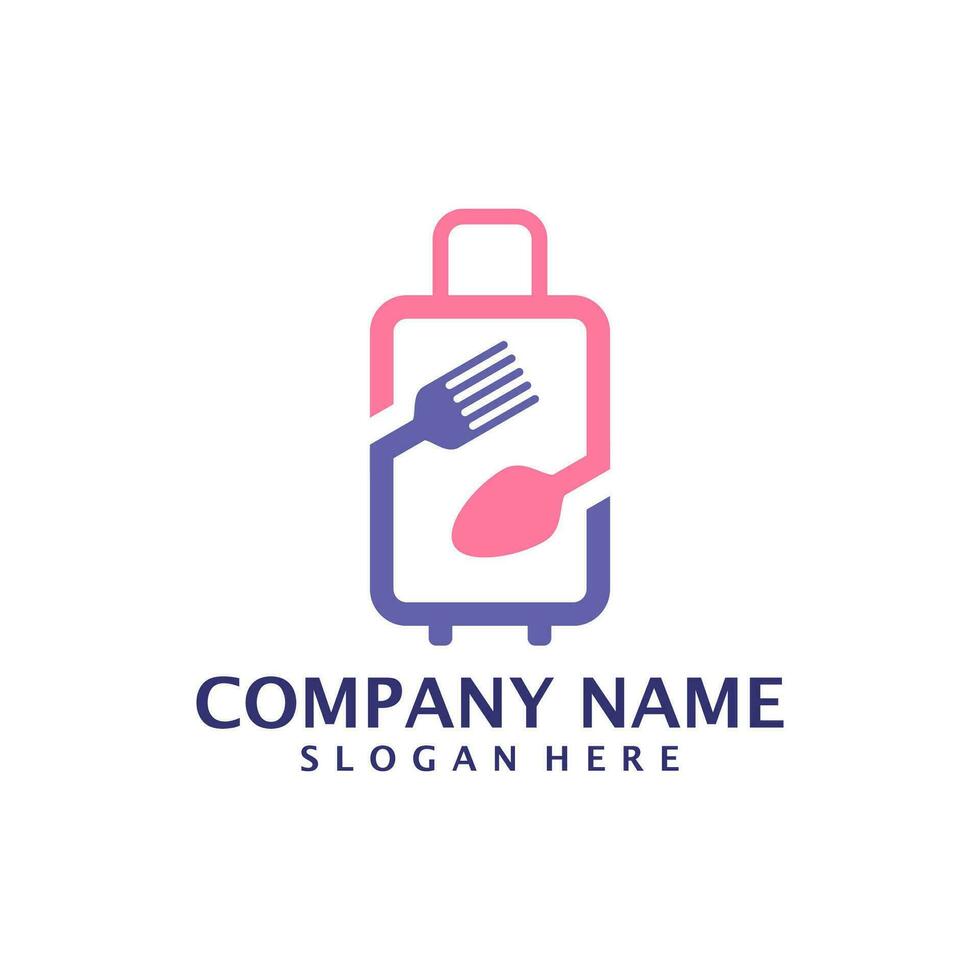 Food Suitcase logo design vector. Suitcase logo design template concept vector