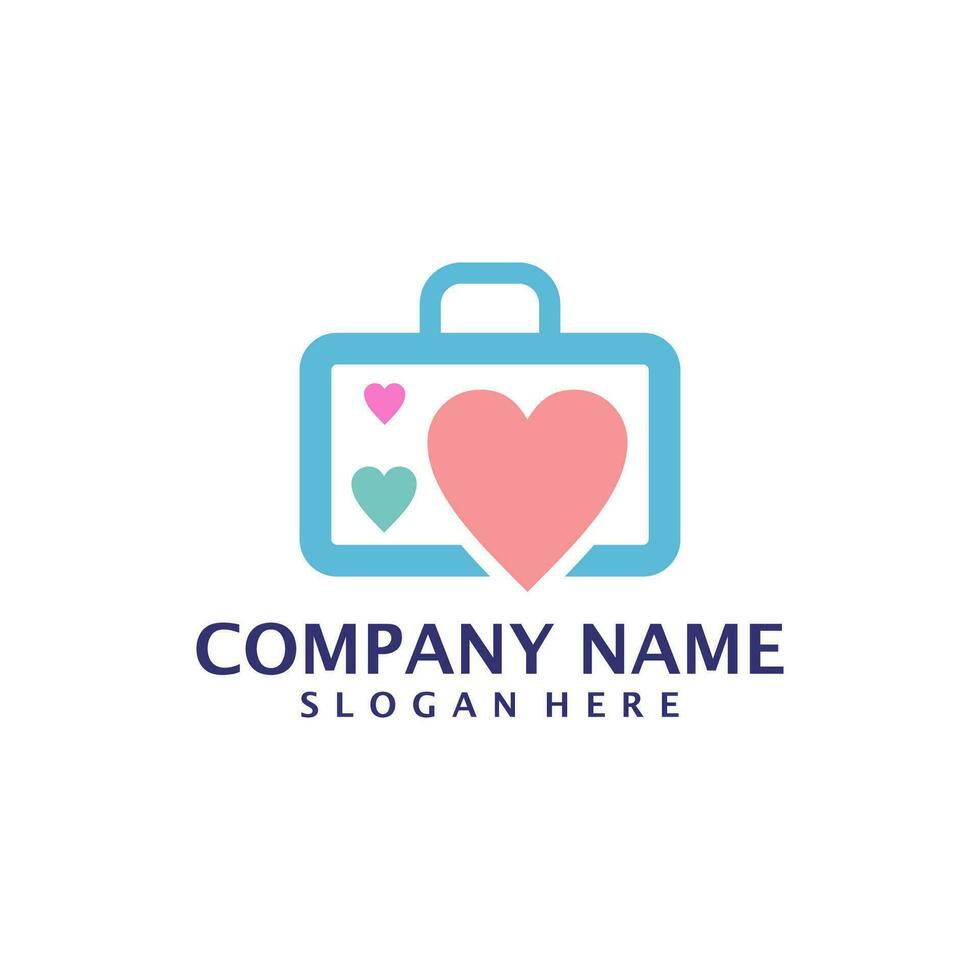 Love Suitcase logo design vector. Suitcase logo design template concept vector