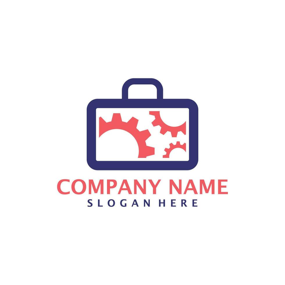Gear Suitcase logo design vector. Suitcase logo design template concept vector