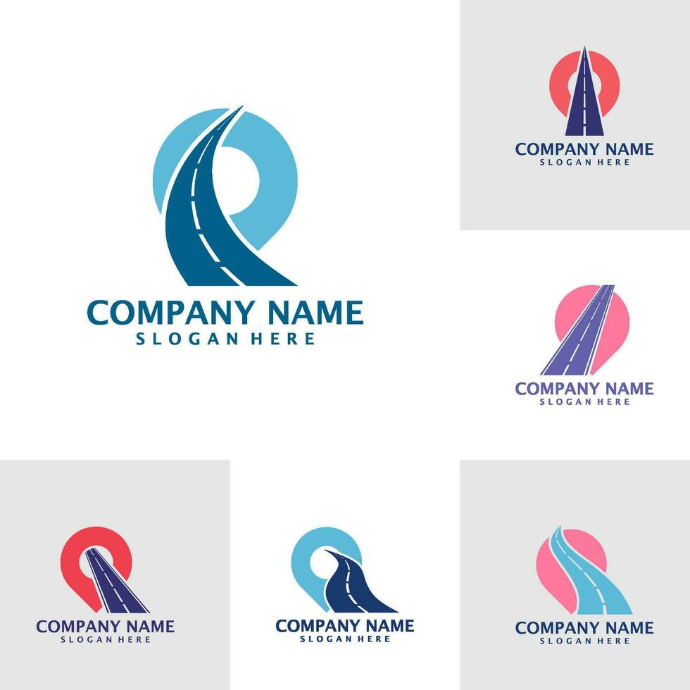 Set of Road Point logo design vector. Point Road logo design template concept vector