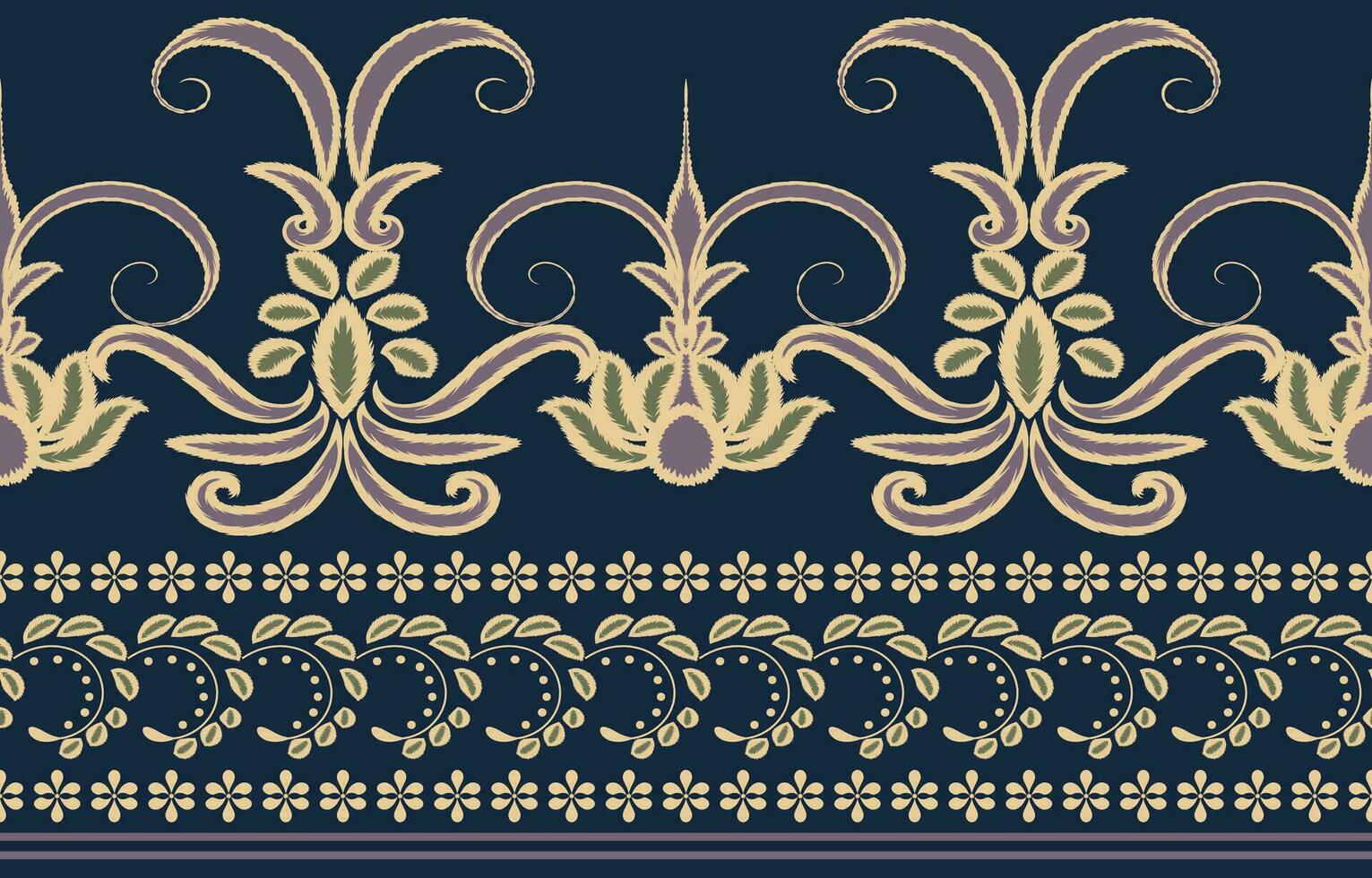 Ikat ethnic pattern floral border Aztec abstract pattern design for textures, fabrics, garments, wraps, decorations, rugs. vector