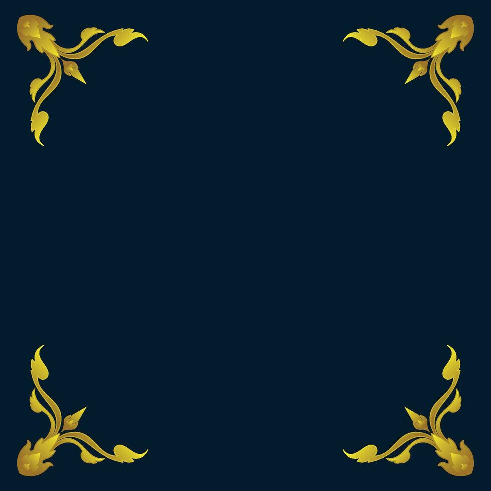 gold ornament frame on blue background Dark blue, elegant. vector